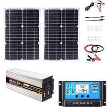 OLONETO Solar Power System 36W Folding Solar Panel with Four USB Chargers + 12000W Pure Sine Wave Power Inverter with Dual LED Display DC12V-AC110V+ 30A Solar Charge Controller Solar System Kit