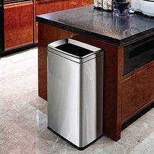 Trash Can Waste Recycling Compost Bins Stainless Steel Trash Can Outdoor Dustbins for Hotel Lobby Elevator Shopping Mall Garbage Bin (Color : Silver Size : 12.61 * 10.24 * 27.58inchs) (Black 12.61