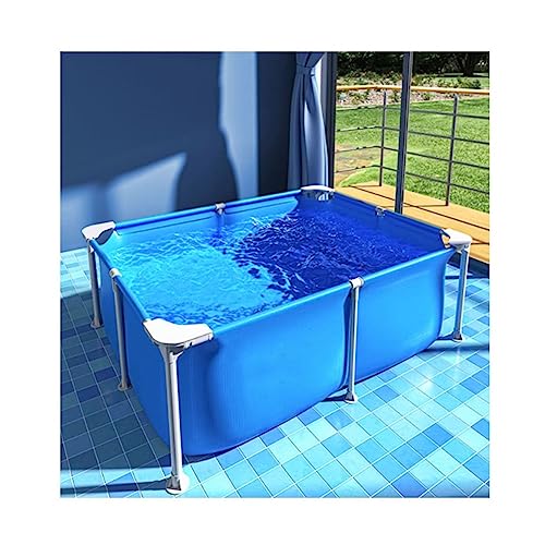 GRRICEPL Metal Frame Above Ground Outdoor Swimming Pool, Steel Frame Swimming Pool, SuperTough Puncture Resistant, Thickened PVC, Easy to Fold (Color : Blue, Size : 180x140x60cm)