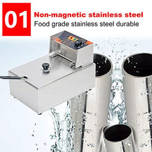 ERoomQ Commercial Fryer, Stainless Steel Fryer with Adjustable Temperature and Temperature Control, Removable Basket and Stainless Steel Lid, for Home and Commercial Use, Easy to r,Single Cylinder