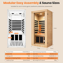 27.5" 1020W Canadian Hemlock Single Person Far Infrared Sauna Room, Mini Indoor Sauna Cabin with Epoxy Board Heating, White Tube Light, Oxygen Bar, 100kg Seat Capacity, Compact Home Wellness Space
