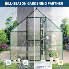 CABIHOME 8x10 ft Outdoor Greenhouse Kit, Heavy Duty Polycarbonate Greenhouse with Reinforced Aluminum Frame, Adjustable Roof Vent, Lockable Door & Quick-Connect System for All Seasons