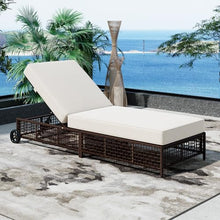 Patio Furniture Set with Adjustable Backrest, Patio Bar Set w/ Sillas Para Balcon, Sillas Para Patio Exterior, Outdoor Lounge Chair with Wheels, Rattan Frame, Cushion Included (Brown+Beige)