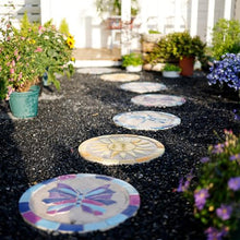 Kunovo Outdoor Stepping Garden Stones, Exquisite Path Decorative Stone with Sun Butterfly Flower Dragonfly Pattern, Backyard/Pathway Landscaping Decor (Size : 1 Pack), 58741
