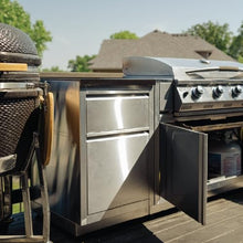 GRILLA Outdoor Kitchen Cabinet 19.5" with 2 Built-in Drawers, Stainless Steel, Modular, For Outdoor Grilling, Outdoor Kitchen, and Storage
