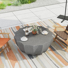 35" Indoor Round Coffee Table, Waterproof Coffee Table Modern MgO Cement Design End Tables for Living Room, Outdoor Patio Coffee Tables for Garden, Backyard, Balcony, Grey