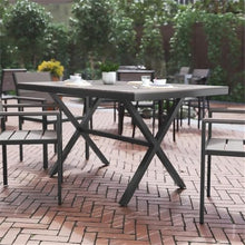 Afuera Living 59x39.5 Cross Frame Metal Patio Dining Table, Gray Finish, Polystyrene Slats, Rust Resistant, Seats 6 Adults, All-Weather Outdoor Table for Backyard or Commercial Use