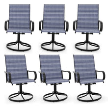 Garvee Patio Swivel Chair Set of 6 Outdoor Dining Chair Padded Mesh Blue