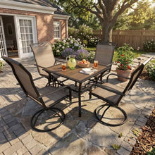 Yardgrace 2 Piece Swivel Patio Chairs Set, 360° Rocking Outdoor Dining Chairs with Breathable Textilene Mesh, Steel Frame, 300 LBS Capacity, Brown Patio Seating for Garden Deck Backyard