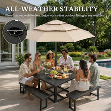 DWVO 38 Inch Square Outdoor Metal Picnic Table with Benches