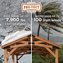 Backyard Discovery Arlington 12' x 12' Cedar Wood Outdoor Gazebo Pavilion with Hardtop Galvanized Steel Peak Roof, Snow Support, Wind Resistance, PowerPort, Shade for Garden, Patio, Deck, Entertaining