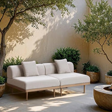 Meridian Furniture 55036Beige-S2A Laguna Collection Modern | Contemporary Outdoor Patio 2Pc. Modular Loveseat, Teak Finish Aluminum, Waterproof Olefin Fabric, 71" W x 35.5" D x 28.5" H, Beige