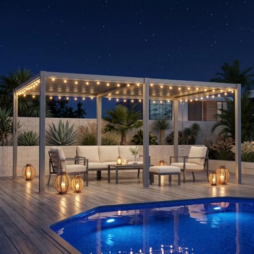 ADRERIC Louvered Pergola 12'x16' Outdoor Pergola with Roof, Heavy Duty Aluminum Frame, Hardtop Gazebo with Adjustable Louvers for Patio, Deck and Backyard, Gray