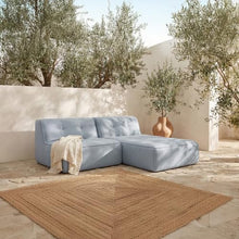 NADAAL STUDIOS Auvian 2-Piece Outdoor Nook, Corner Layout, Tufted Cushions, Polyester Upholstery, Quick-Dry Foam, Aluminum Frame, Light Blue
