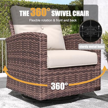 LayinSun 6 Pieces Patio Furniture Set with Swivel Chairs Brown/Beige