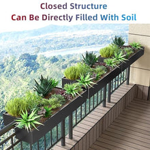 MOFGOE Window Box Planter, Large Window Boxes Planters, Railing Planter with Hook, Metal Balcony Hanging Rail Planters, for Balcony Window Deck Rail,Black,150x20x13cm