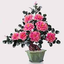 YXIANG56Q Fake Plants Fake Plants Artificial Bonsai Jade Peony Flower Faux Tree Jade Carving Crafts Perfect for Office Home Decoration Chinese Bonsai Ornaments Bonsai Tree