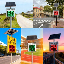 JIYINGHUI All-Weather Solar Radar Speed Sign, LED Speed Limit Radar Detective Display, IP65 Waterproof Aluminum, 24"x35" with Remote Control, with 40W Solar Panel 60 * 60cm