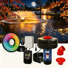Pond Fountain Aerator,with Dynamic LED RGB Lighting,Adjustable Modes, Digital Timer -Pond fountain1HP 15,000 GPH, 750W 110V, 100FT Cord - for Large Ponds, Lakes & Outdoor Water Features