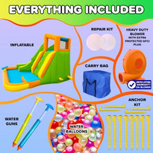 Sportspower Tidal Wave Inflatable Water Slide for Kids Blower & GFCI Safety Plug, Climbing Wall, Splash Pool, Water Cannon, Ages 3-8
