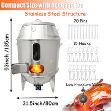 INTBUYING Roast Duck Oven 2800PA LPG Duck Roaster 31.5x31.5x53in Stainless Steel Gas Roast Grill Oven for Grill Chicken Turkey Barbecue with Pressure Reducing Valve, 20 Pins,15 Hooks, Adjustable Fire