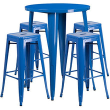 EMMA + OLIVER Blue 30" Round Patio Table Set with 4 Chairs