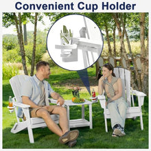Plawdlik Folding Adirondack Chair Set of 6 with Cup Holder,Wooden Textured,Heavy All-Weather HDPE Comfortable Set Poolside Backyard Lawn,White