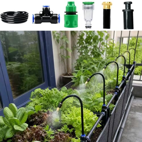 Mist Irrigation System Kit for Potted Plants/Raised Garden Bed/Window Box