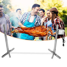 Dntum Electric Automatic BBQ Rotisserie Grill Kit, Universal Motor Kit Outdoor Camping Rotisserie Spit Roaster Large Stainless Steel Grill for Rotisserie Lamb with Windshield,Grill Rod