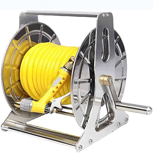 hose reel, Sturdy Stainless Steel Hose Reel for Garden, Yard and Car Wash - Heavy Duty Industrial Hose Holder.