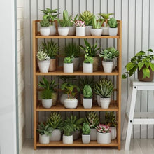 4 Tier Wood Plant Holder Shelf Indoor Outdoor Bamboo Plant Shelf Multiple Flower Pot Display Shelf Multifunctional Storage Rack Holder Floor Standing Plant Stand For Patio Balcony Garden Yard