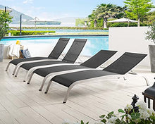 Modway Savannah Chaise Lounge Set, Four Chairs Black