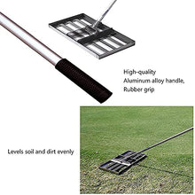 Aikimfuly Turf Rake Grass Rake Lawn Leveling Rake, Adjustable Garden Rake 47" Lightweight Steel Handle, Suit for Garden Backyard Golf/Lawn