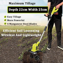 20V Cordless Tiller Cultivator, 270RPM Electric Garden Tiller with 2×4000mAh Batteries, 25cm Tilling Width, 22cm Depth Garden Rototiller for Lawn/Gardening/Soil Cultivation