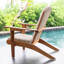 Cambridge Casual 2-Piece Camden Teak Adirondack Chair Set, Rustik Cream Wicker, Weather-Resistant with Built-in Holders