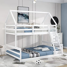 Acosure Twin Over Full Bunk Bed with Ladder & Guardrail, Convertible to 2 Beds, White