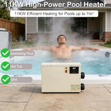 Oakwonder 11KW Electric Pool Heater 220V Hardwired, Digital Touchscreen Spa Heater for Hot Tubs & Small Pools up to 1,200 Gallons, 316 Stainless Steel, Flow Switch & Overheat Protection