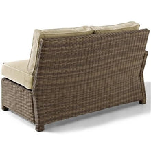 Afuera Living Modern Wicker Left Arm Patio Loveseat, 53" W x 32" D x 32.5" H, Steel Frame with Brown and Sand UV-Resistant Cushions, Weather-Resistant Outdoor Seating for Backyard or Patio Use