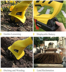 Electric Rototiller Cordless Rototiller Garden Rototiller with Rechargeable Battery and Charger for Distributing Lawn Gardens