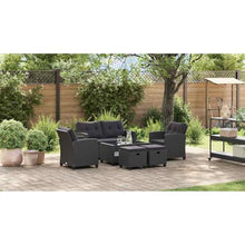 HKTMGDNG 6-Piece Garden Sofa Set Black Rattan Outdoor Sectional