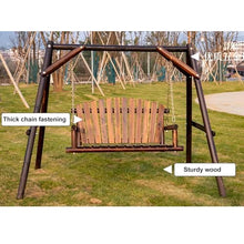 DYUNCZ 2-Seat Porch Swing with A-Frame Stand, Patio/Garden Swing, Slatted Seat, Bearing Capacity 300kg, for Outside Yard, Garden, Deck, Poolside