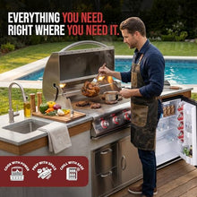 BLAZE BBQ Outdoor Package of 32” LTE Built-in Gas Grill, Dop-In Single Side Burner, 32” Door & Two Drawers Combo, 20” Compact Refrigerator and Accessories (Grill Cover, Fridge Trim and Rotisserie Kit)