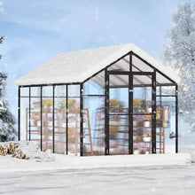 VEVOR Polycarbonate Garden Greenhouse, 8 x 10 Ft, with 2 Ventilation Windows, Hinged Door, Pavilion Style, Large Aluminium Greenhouse Kit, Flower Plant Shelter for Outdoors, Backyard