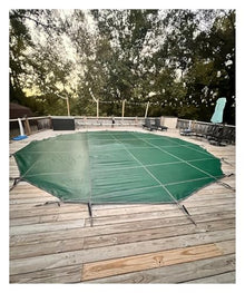 WAHHWF Outdoor Round Pool Safety Cover for Inground Pools, Custom Deck Pools Cover with Installation Hardware Kit, 13 15 18 22 24 26 28 29 30 32 Ft Heavy Duty Swimming Pool Mesh Cover(32.5ft)