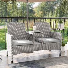 Furniture of America Gray Aluminum Patio Loveseat & Storage Bench Outdoor Set of 2 Grey
