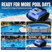 Robotic Pool Cleaner, Automatic Pool Vacuum with Wall Climbing, 190-Min Runtime, Cleans Floor, Walls, Waterline, Drain, Skimmer for Inground and Above Ground Pools Up to 2150 sq ft