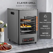 1700W Electric Steak Broiler, Stainless Steel Steak Grill, 30min Timer, LCD Touch Panel, Air Fryer Oven for Meat Burger Pizza (Gray 220)