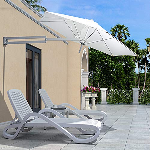 MidiLi Garden Parasol,7.5 FT Wall Mounted Patio Umbrella, Outdoor Wall Umbrella with Adjustable Pole and Wind Vent, Ideal for Garden Balcony Yard,Red