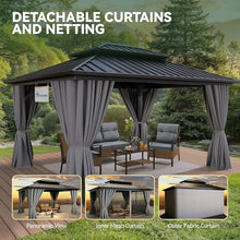 YITAHOME 10X12FT Hard Top Gazebo Aluminum Frame Patios Double Roof Canopy