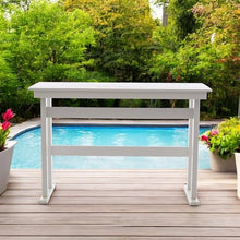 AXMOLM HDPE Outdoor Bar Height Patio Table, 54” All-Weather Outdoor High Top Tall Pub Rectangular Bar Table for Balcony, Backyard, Garden,Lawn (White, Bar Table)